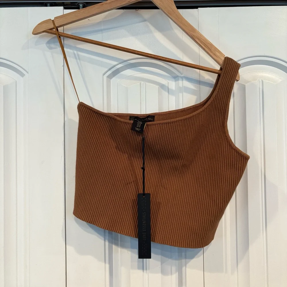 House Of Harlow‎ Brown Ribbed One Shoulder Tank Top Size Medium